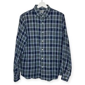 OOBE Oobe Brand Button Down Shirt Navy Blue Plaid Long Sleeve Men’s Size Medium